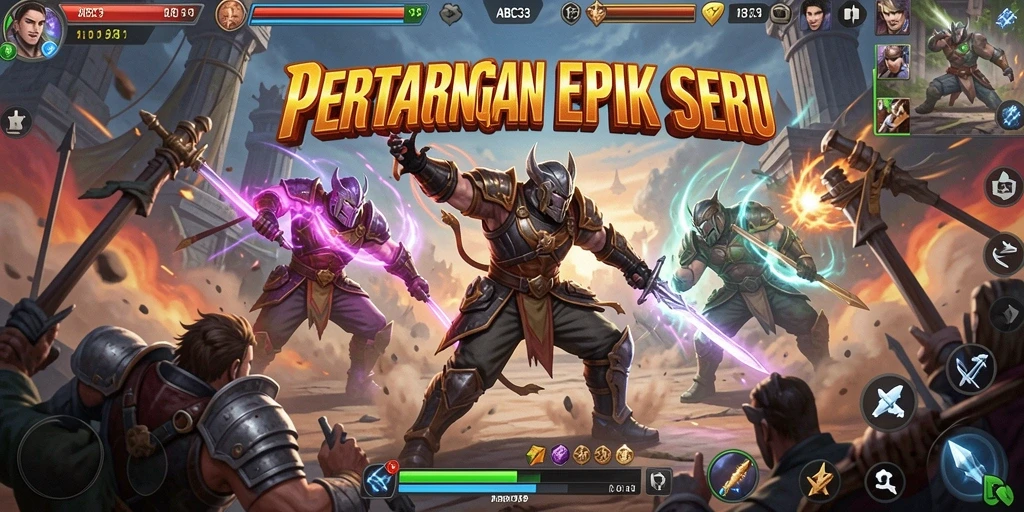 Screenshot gameplay <strong>ABC33</strong> menampilkan pertarungan penuh aksi dan strategi.