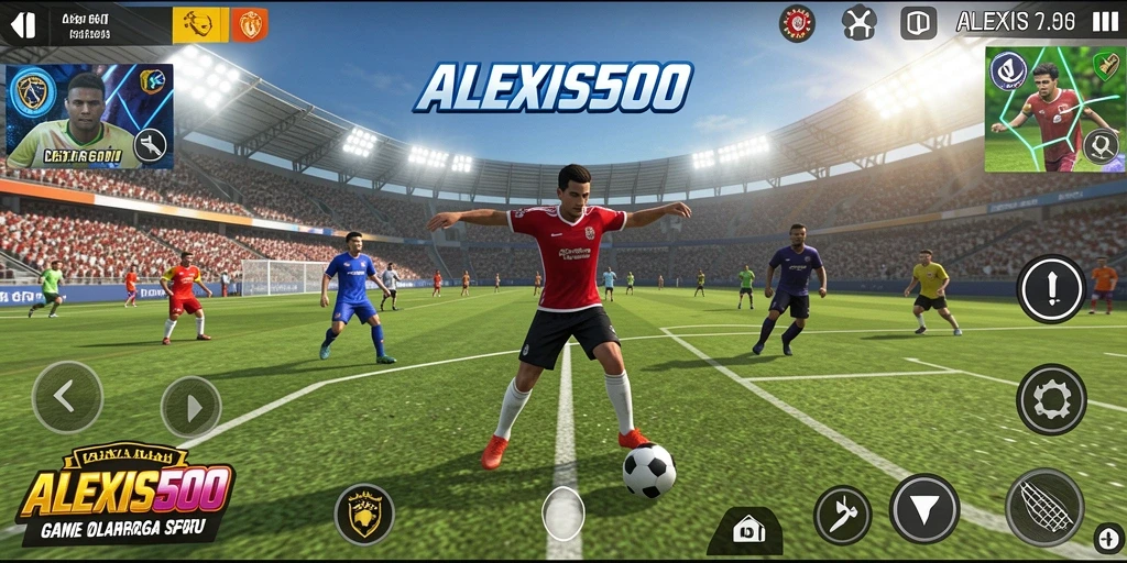 Screenshot ALEXIS500 menampilkan aksi mencengangkan di lapangan olahraga.