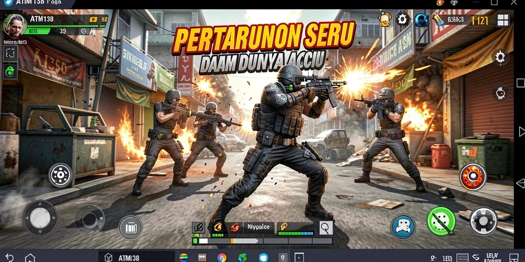 Screenshot utama ATM138 menampilkan aksi pertarungan seru dengan grafis yang memukau.