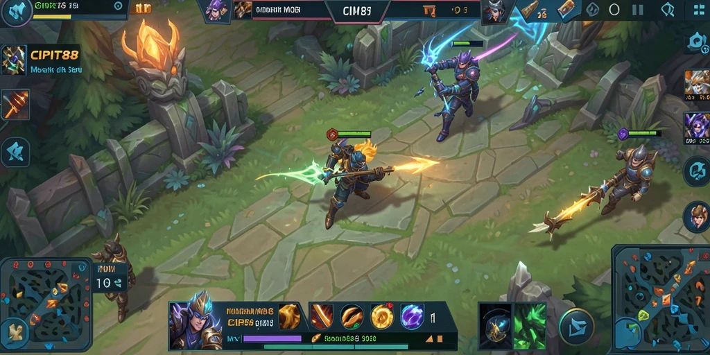Tampilan gameplay seru di CIPIT88 dengan karakter unik dan pertempuran tim.