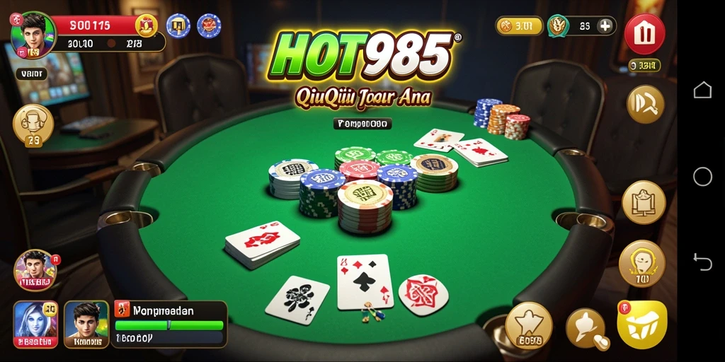 Screenshot gameplay HOT985 yang menampilkan keseruan permainan QiuQiu.