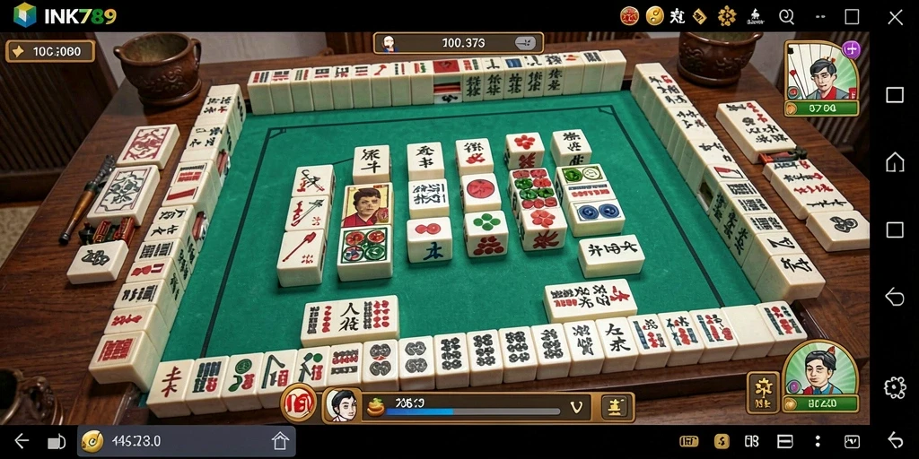 Tampilan gameplay Mahjong yang menarik dan penuh warna di INK789.