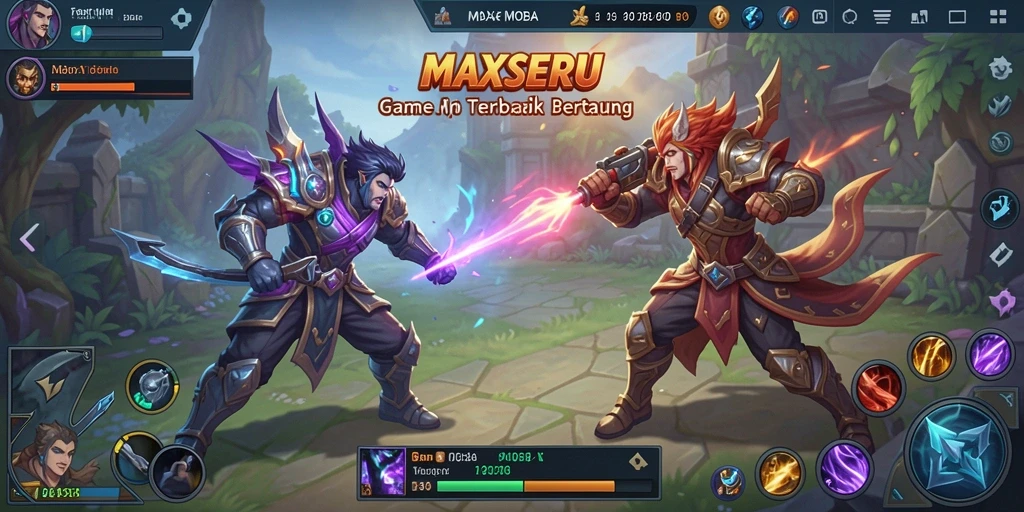 Tampilan gameplay seru di MAXSERU dengan karakter bertarung dan efek visual menakjubkan.
