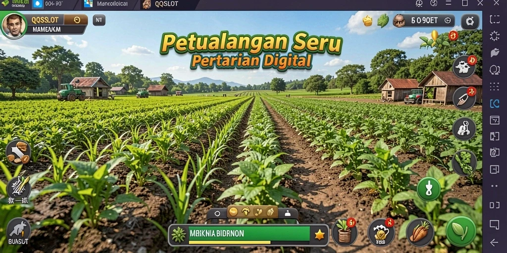 Tampilan screenshot gameplay QQSLOT dengan elemen pertanian yang menarik.