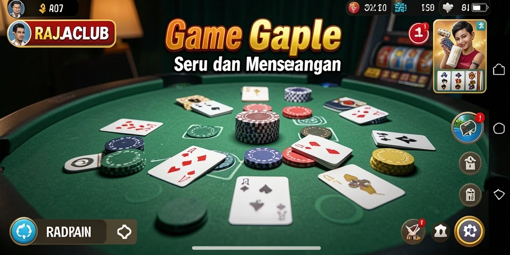 Screenshot RAJACLUB menampilkan gameplay Gaple yang menyenangkan.