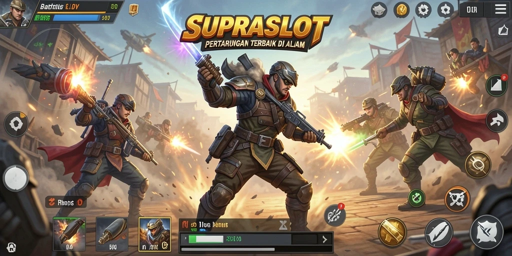 Tangkapan layar gameplay seru di arena <strong>SUPRASLOT</strong> Battle Royale.